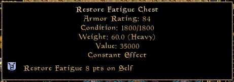 Ebony Cuirass with Restore Fatigue